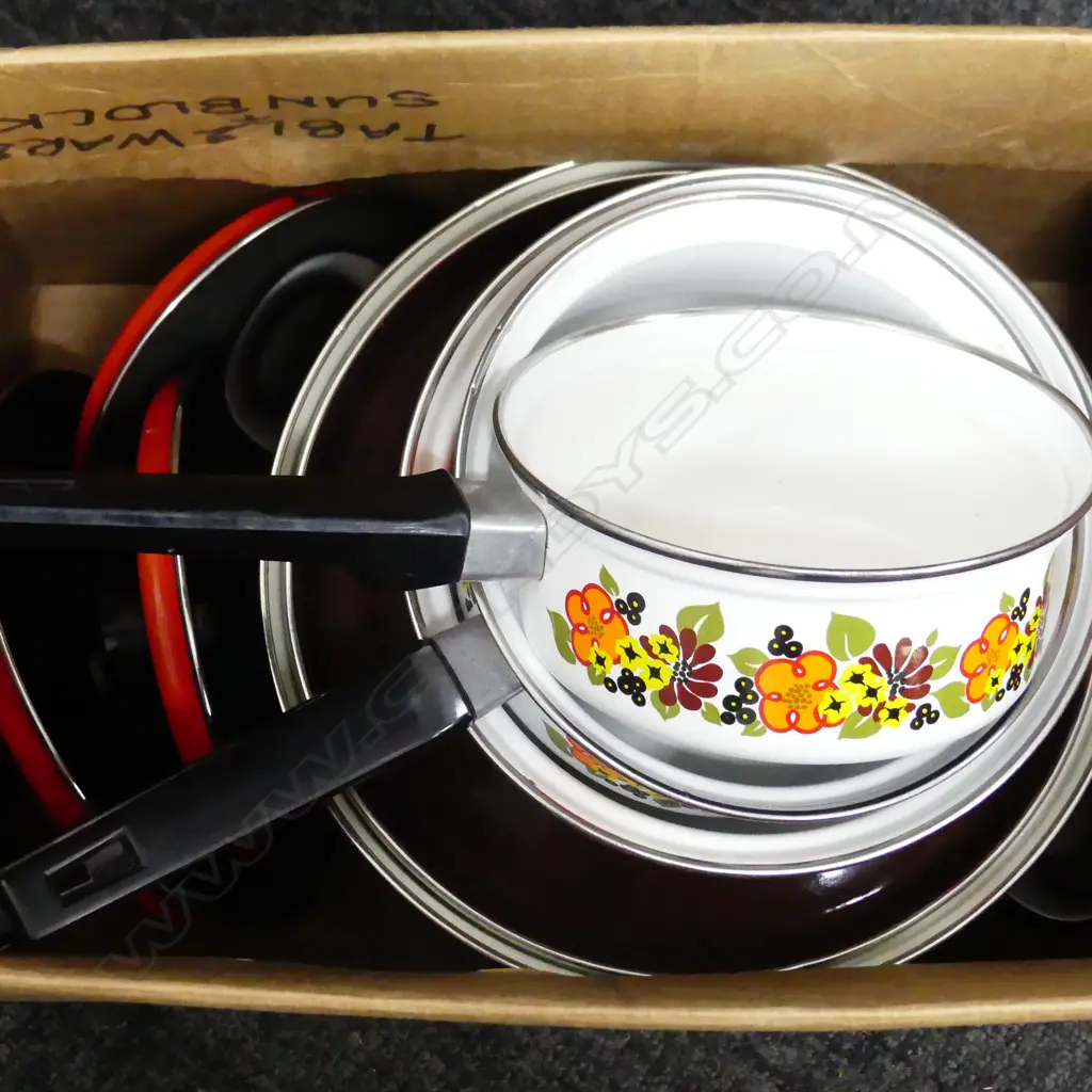 BOX LOT RETRO AUSTRIAN COOKING POTS & PANS Image 1++
