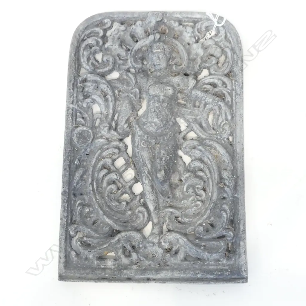 VINTAGE HEAVY LEAD CAST PLAQUE of a maiden 280 x 180mm Image 1++