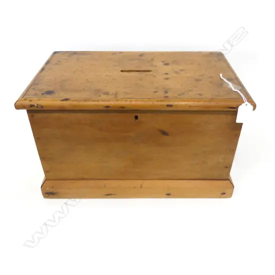 VICTORIAN PINE DONATION BOX hinged lid 405 x 240 x 240mm 