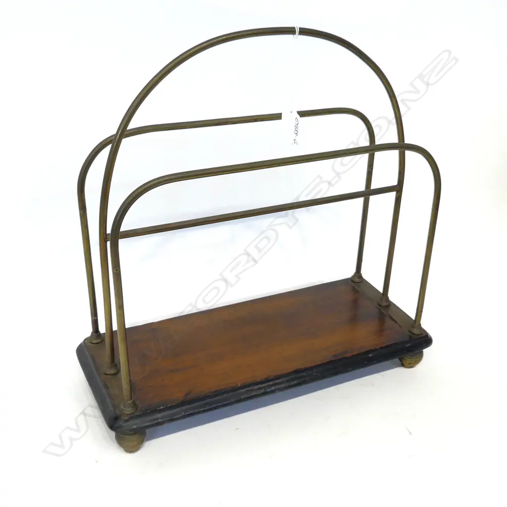 ANTIQUE MAHOGANY & BRASS MUSIC/MAGAZINE RACK Image 1++