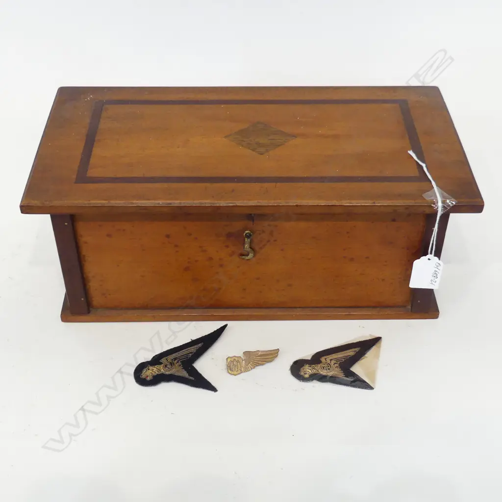 COLONIAL KAURI SMALL BOX inlaid hinged lid. L.360mm Image 1++