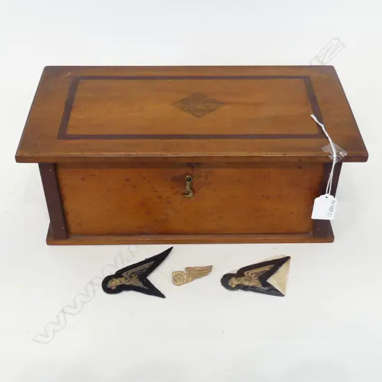 COLONIAL KAURI SMALL BOX inlaid hinged lid. L.360mm