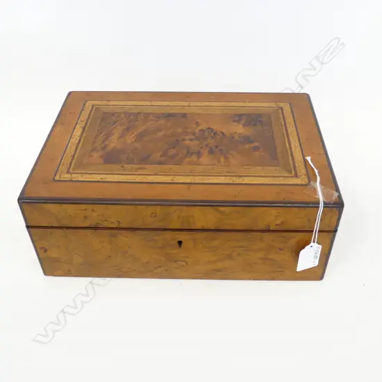 VICTORIAN BURR WALNUT WORK BOX L.305mm