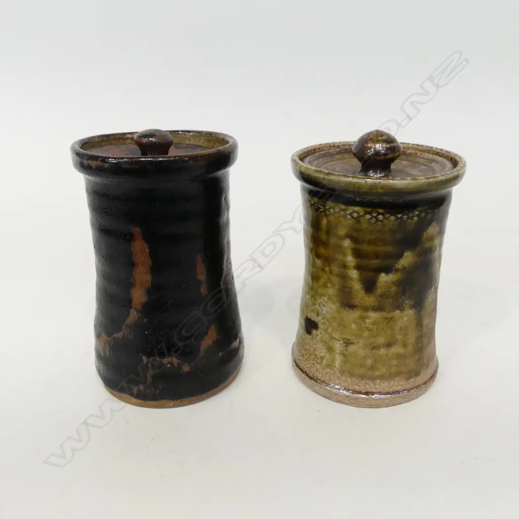 PAIR OF BARRY BRICKELL LIDDED JARS H 170 MM Image 1++
