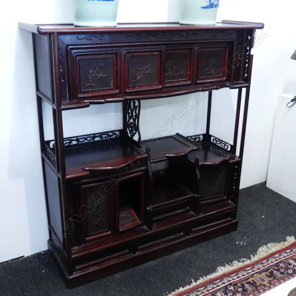 ORIENTAL ROSEWOOD SHELVES 1220x355x1270mm one door requires adjustment Image 1++