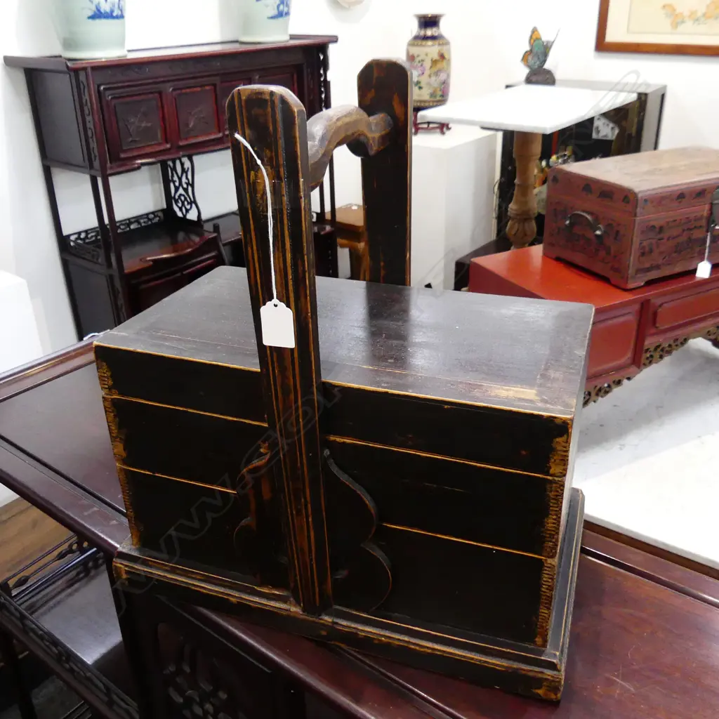 ORIENTAL WOODEN LUNCH BASKET H.475mm Image 1++