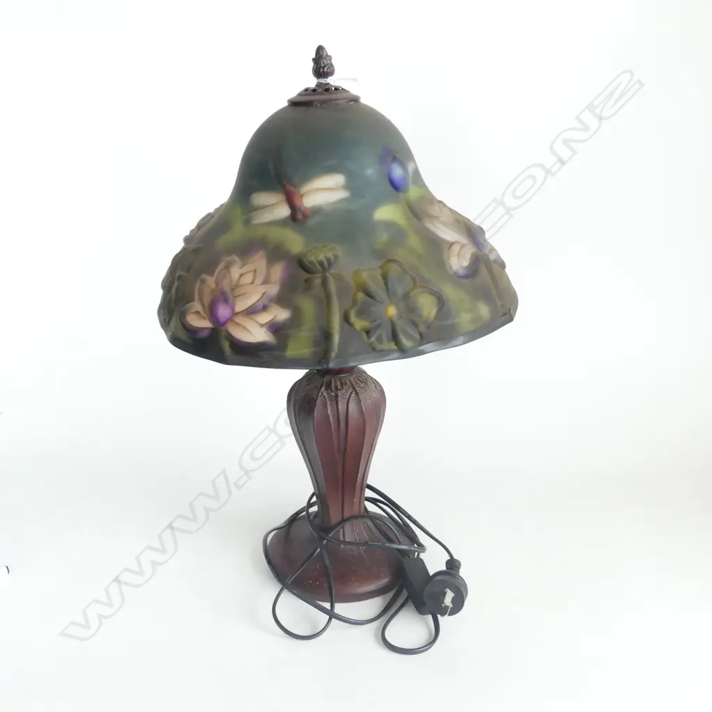 REPRODUCTION GLASS & BRONZE DRAGONFLY TABLE LAMP H500MM Image 1++