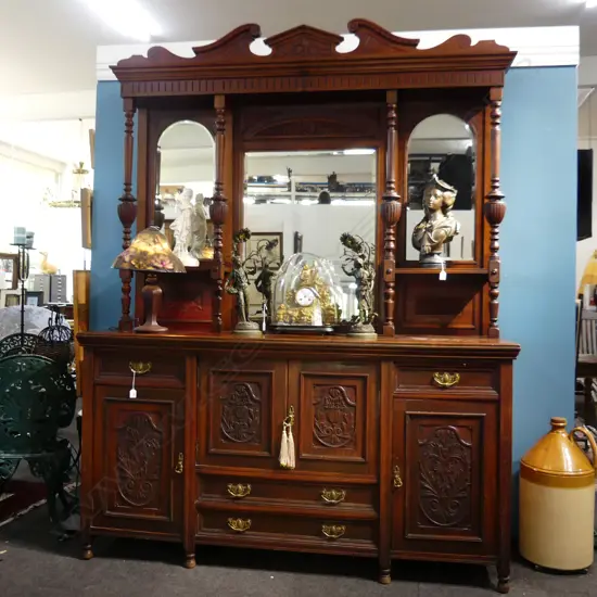 VICTORIAN MAHOGANY SIDEBOARD - MIRROR BACK 1835x570mm