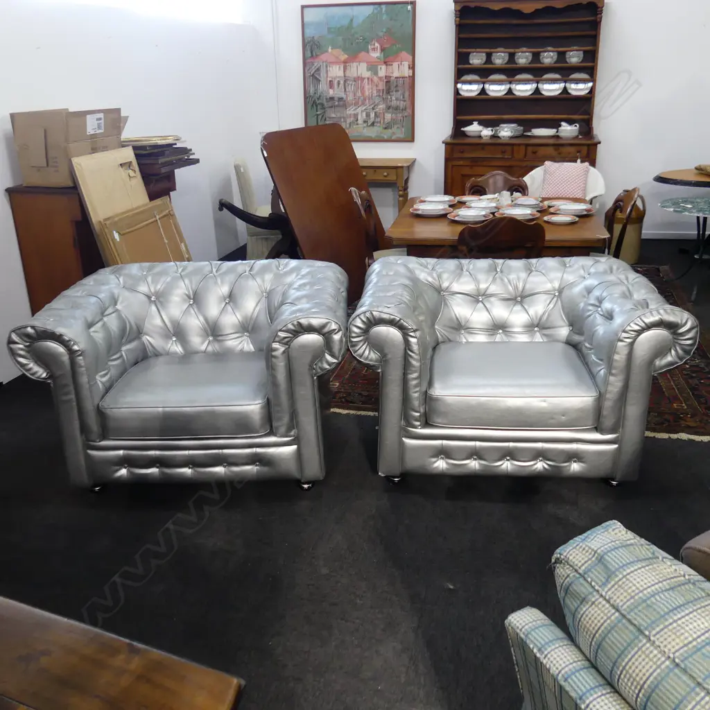 PR SILVER CHESTERFIELD ARMCHAIRS 1220x900x750mm Image 1++