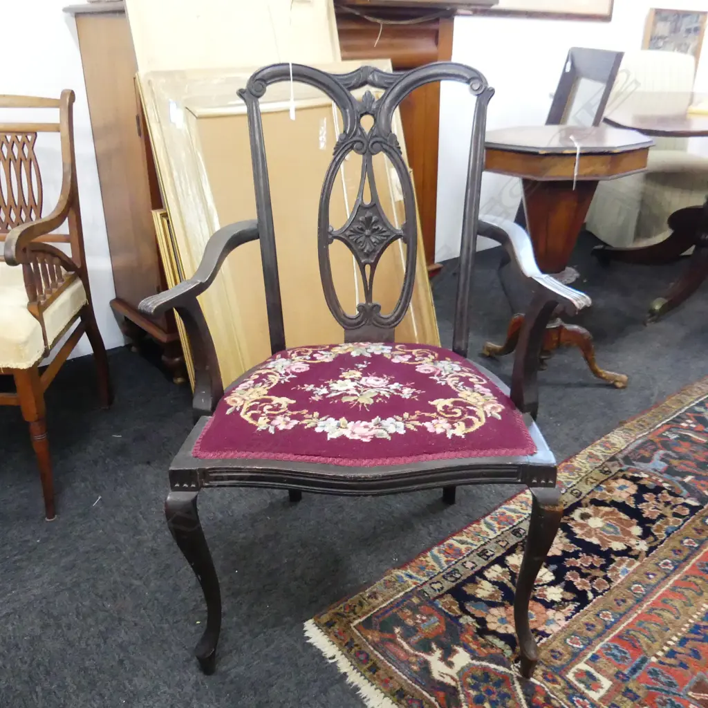 SHERATON STYLE CHAIR w. NEEDLEWORK SEAT Image 1++