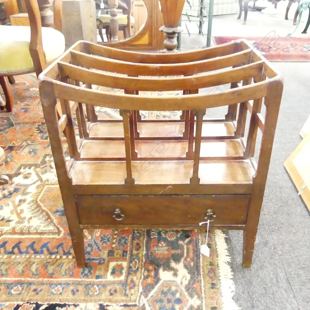 VICTORIAN MAHOGANY CANTERBURY MUSIC STAND 480x365x540mm Image 1++