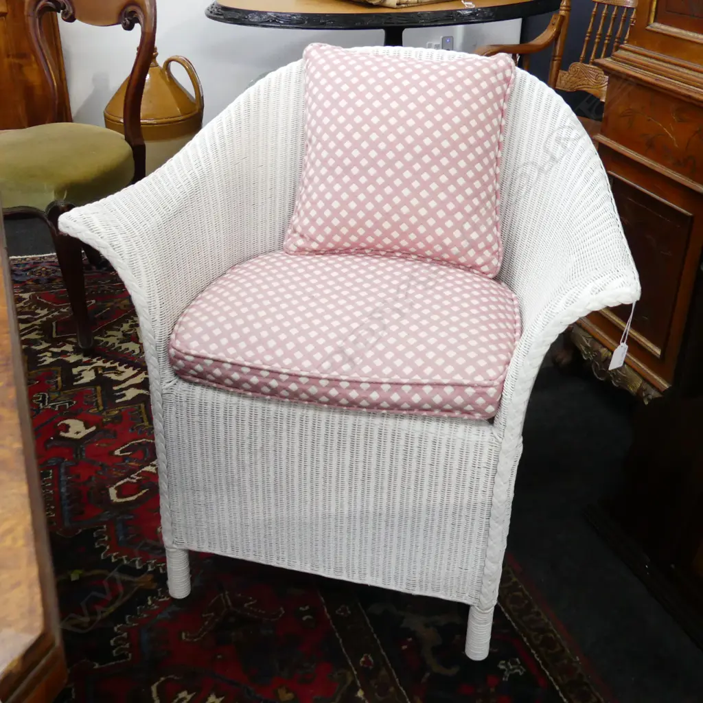 WHITE PAINTED CANE PATIO ARMCHAIR Image 1++