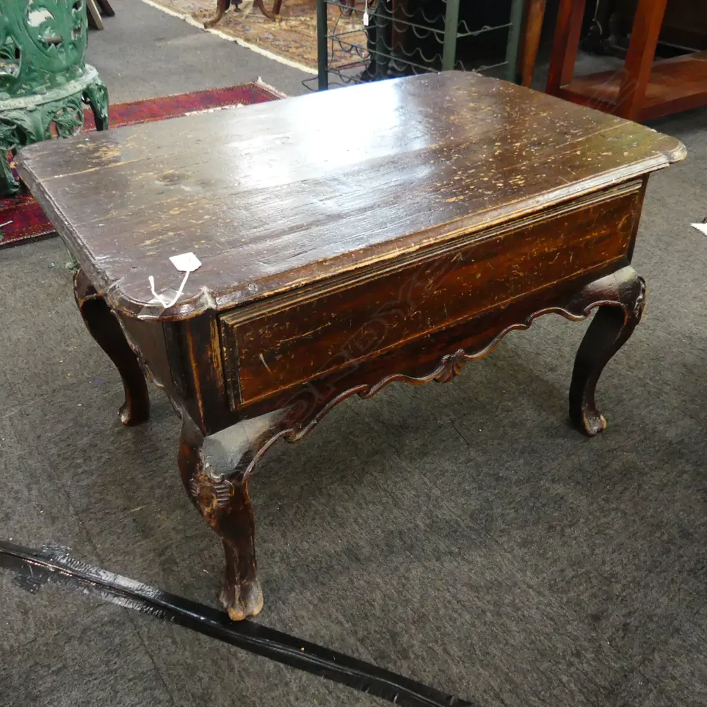 ANTIQUE WOODEN SIDE TABLE w. DRAWER 840x550x520mm Image 1++