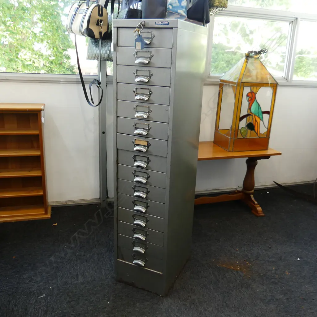 TALL 15 DRAWER METAL FILING CABINET 300x400x1340mm Image 1++