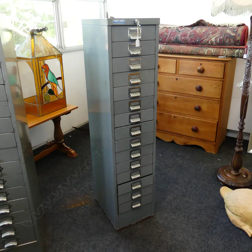 TALL 15 DRAWER METAL FILING CABINET 300x400x1330mm Image 1++
