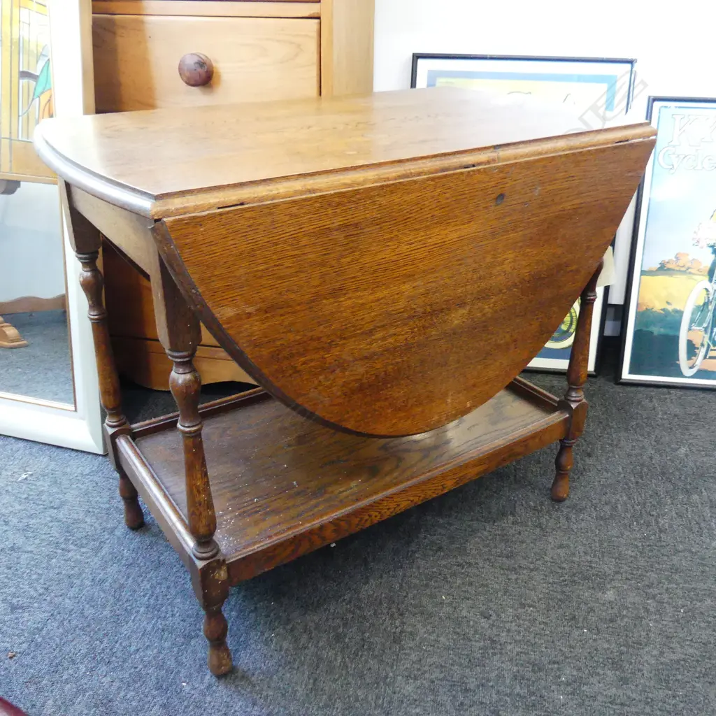 OAK DROP SIDE TEA TABLE W.765mm Image 1++