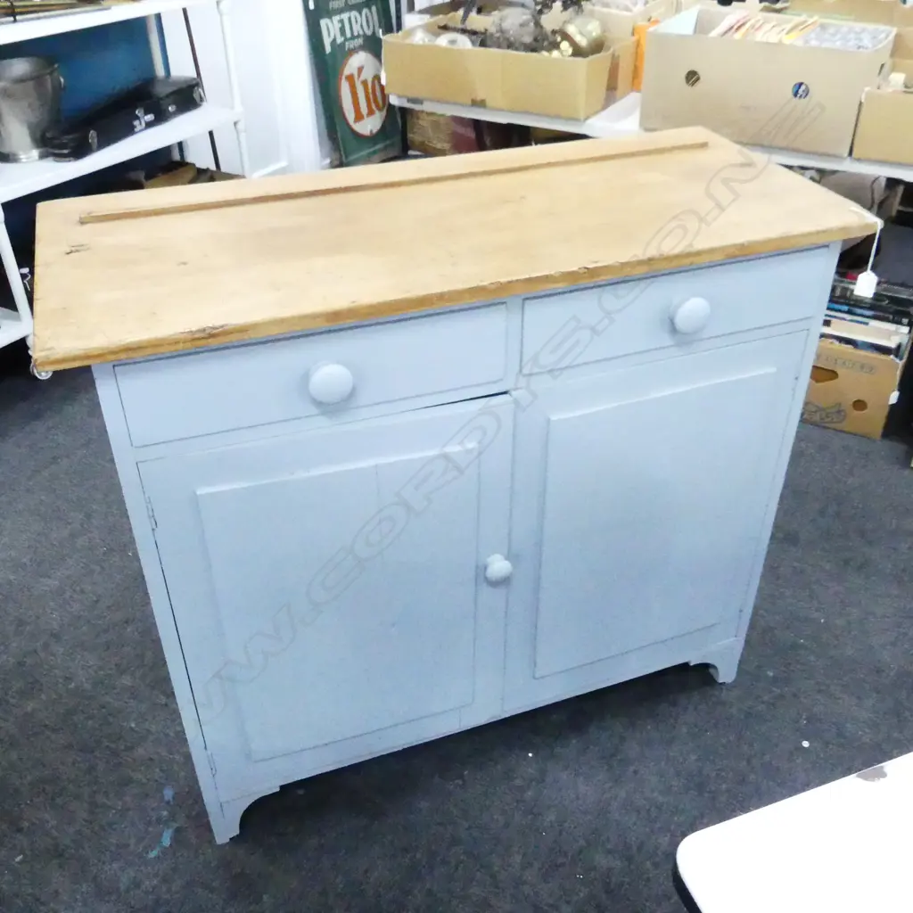 PALE BLUE PAINTED KITCHEN DRESSER 1065x455x940mm (Some Borer) Image 1++