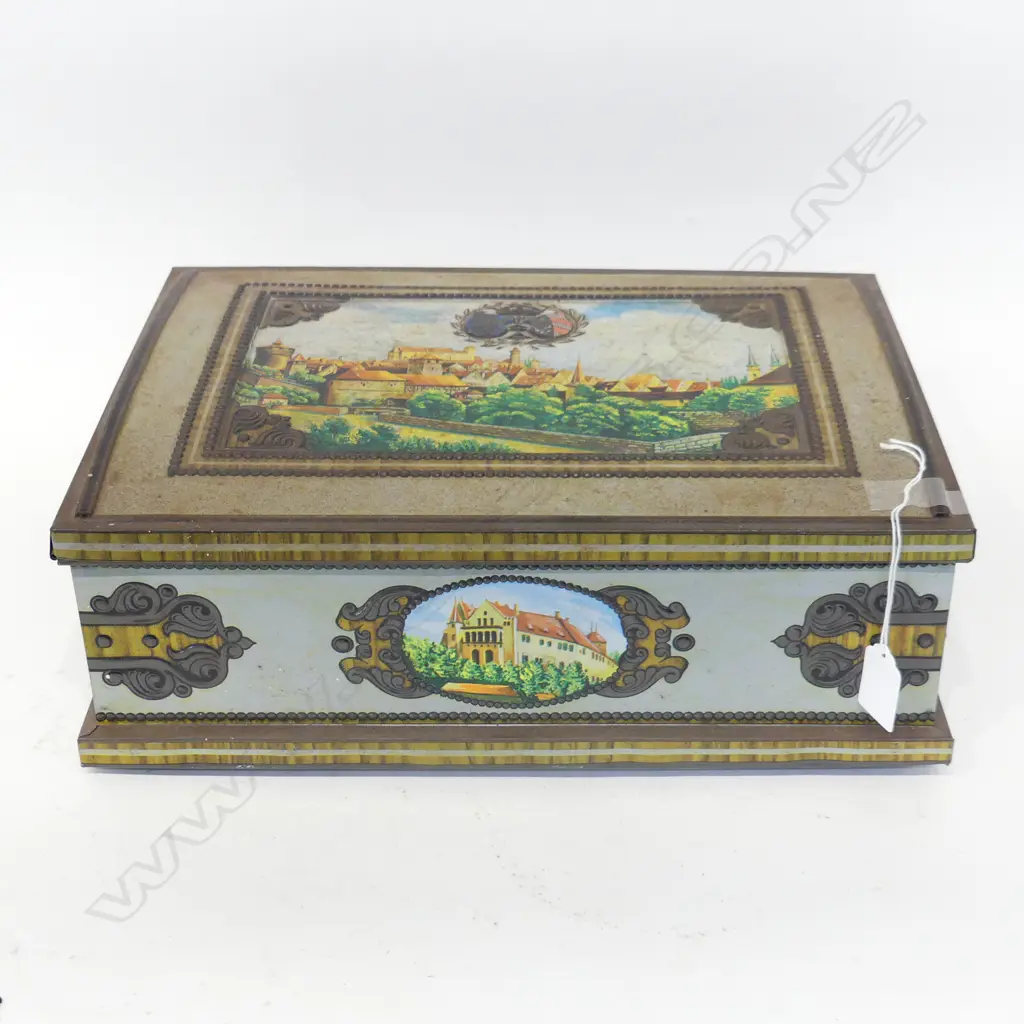 VINTAGE EUROPEAN TIN BOX W.370mm Image 1++