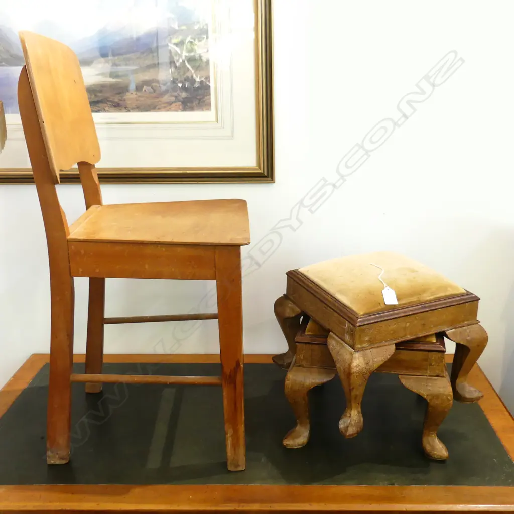 VINTAGE CHAIR & PAIR STOOLS Image 1++