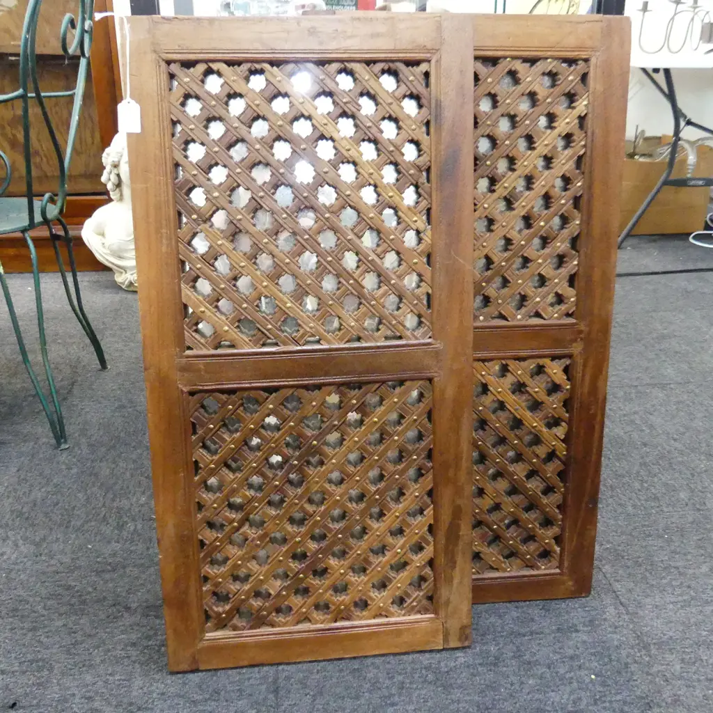 PR ORIENTAL WOODEN LATTICE MIRRORED SHUTTERS 800x400mm Image 1++