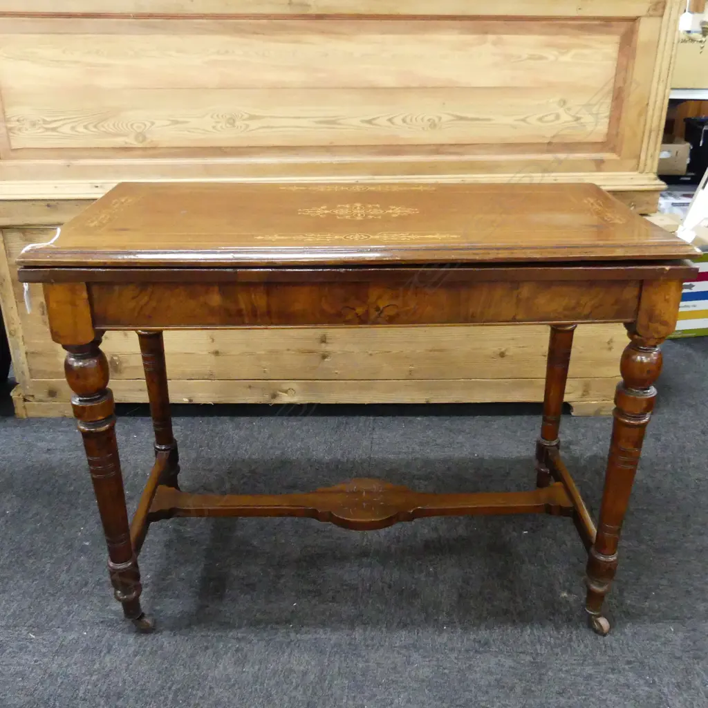 INLAID VICTORIAN CARD TABLE Image 1++
