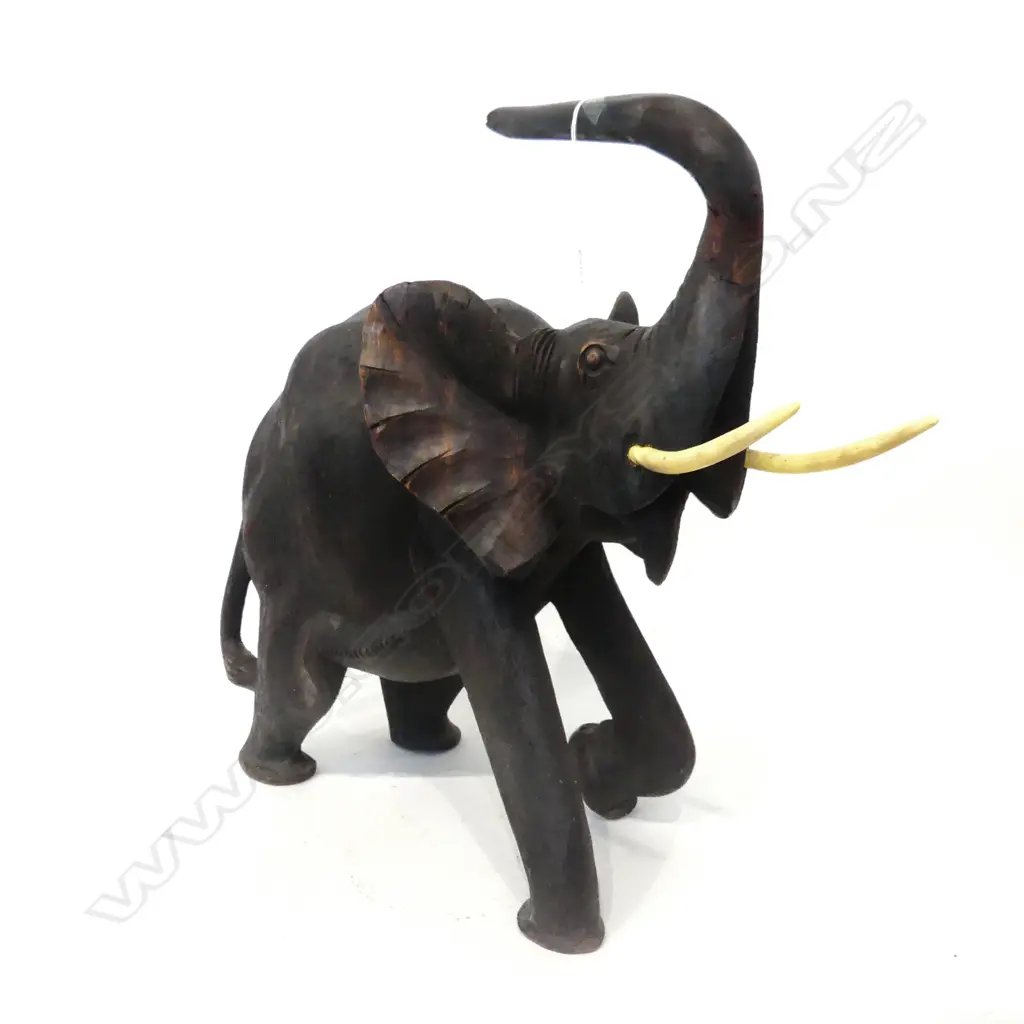 LARGE CARVED WOODEN ELEPHANT H 490 MM Image 1++