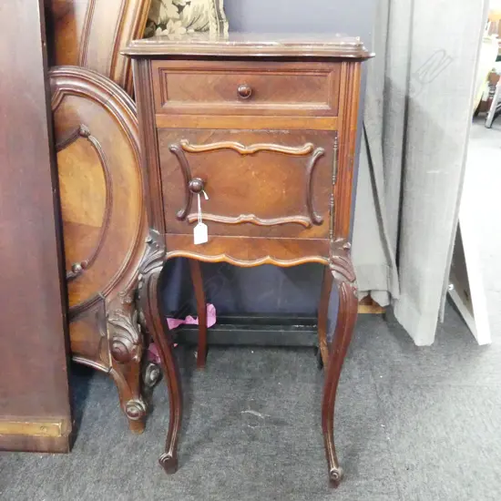 FRENCH BEDSIDE CABINET - MARBLE TOP 380x380x870mm