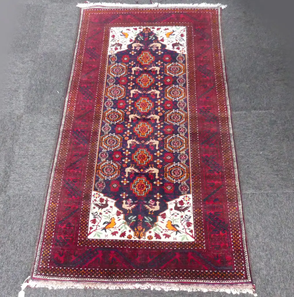 HAND KNOTTED PERSIAN RUG, WOOL ON WOOL, 1900 x 1030mm Image 1++