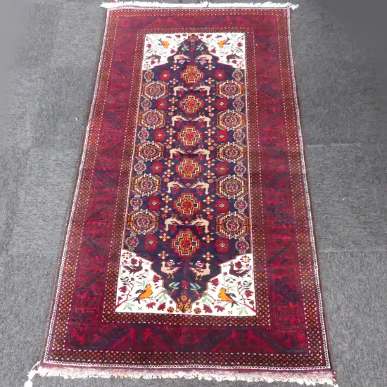 HAND KNOTTED PERSIAN RUG, WOOL ON WOOL, 1900 x 1030mm