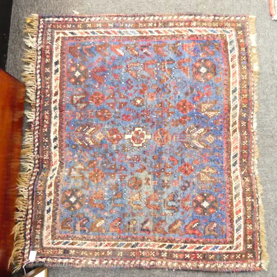 HAND KNOTTED ALL WOOL RUG 1050x950mm