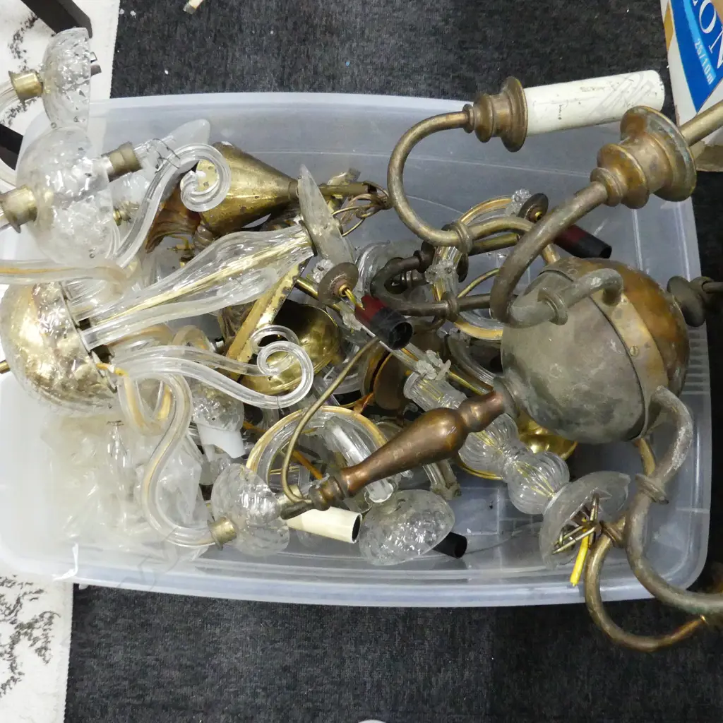 BOX LOT CHANDELIER HANGING LIGHT ETC Image 1++