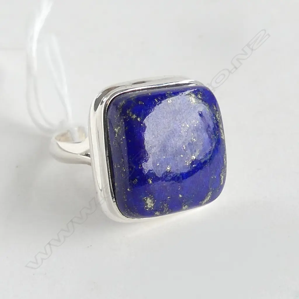 SILVER SET BLUE LAPIS RING SIZE P Image 1++