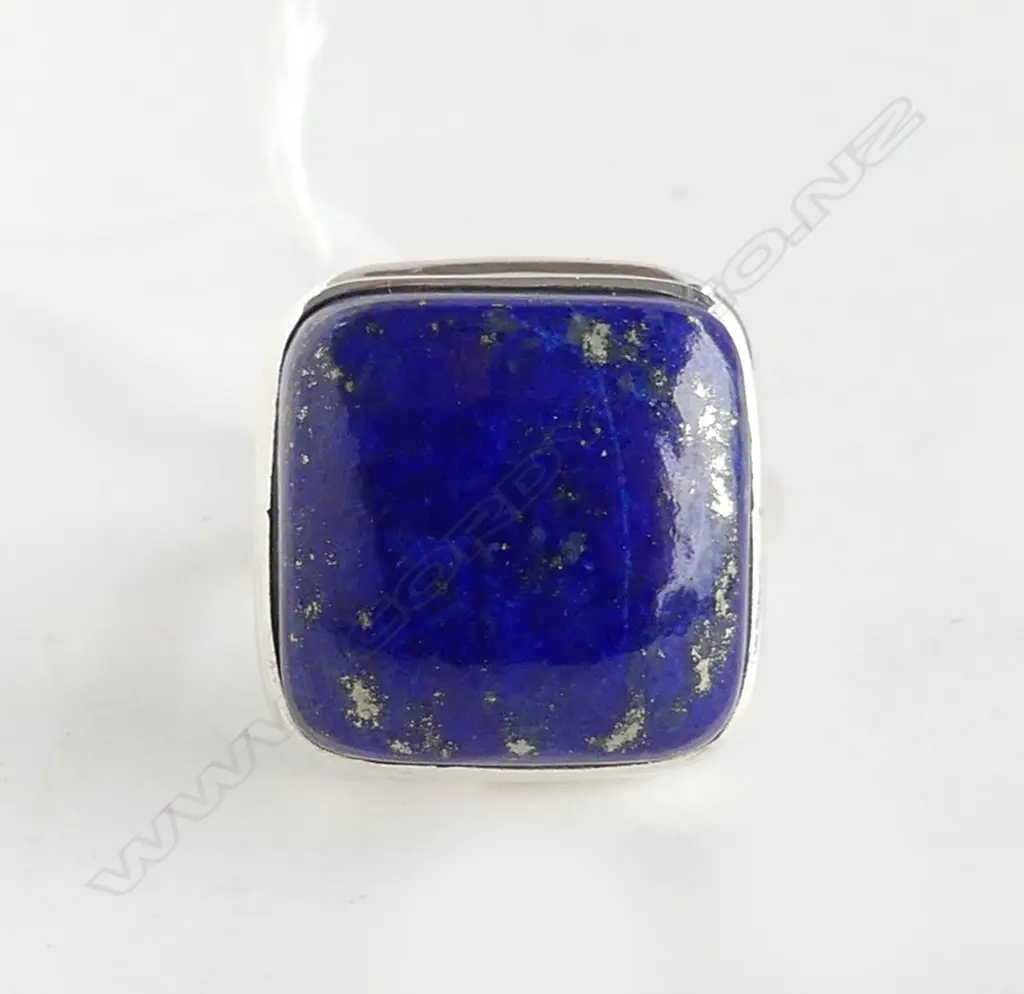 SILVER SET BLUE LAPIS RING SIZE P Image 1++