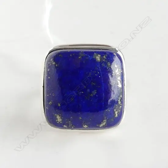 SILVER SET BLUE LAPIS RING SIZE P