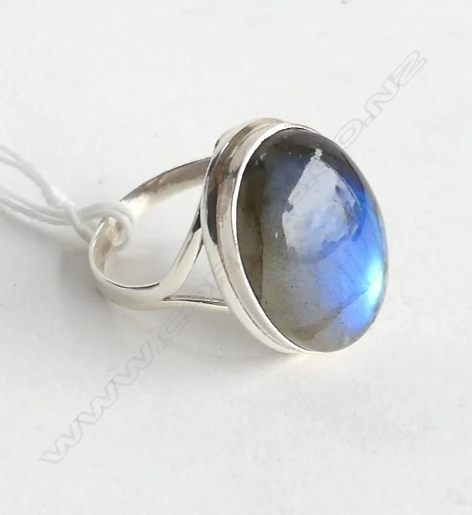 SILVER SET LABRADORITE RING SIZE S 1/2 Image 1++