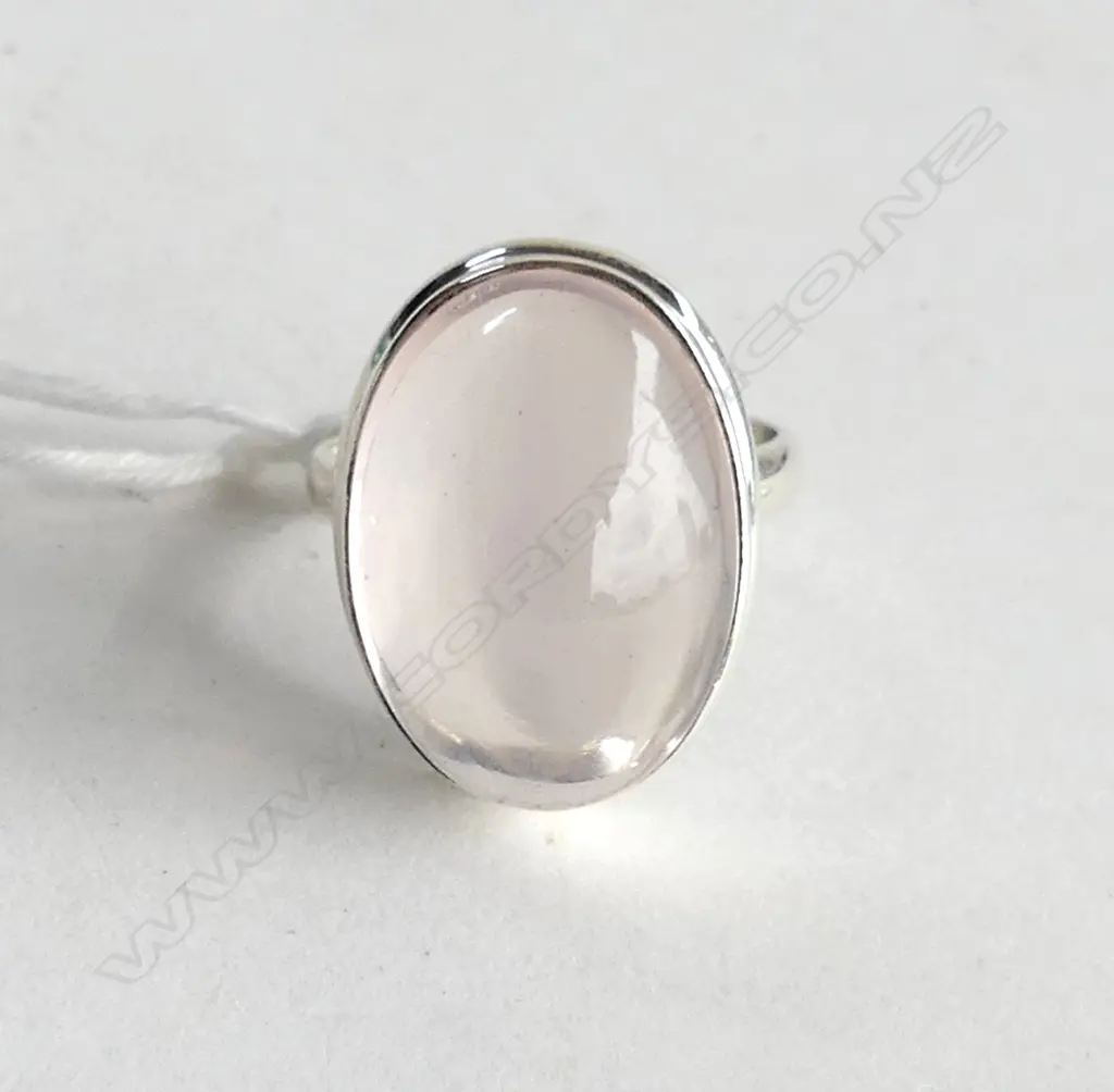 SILVER SET ROSE QUARZT RING SIZE R Image 1++