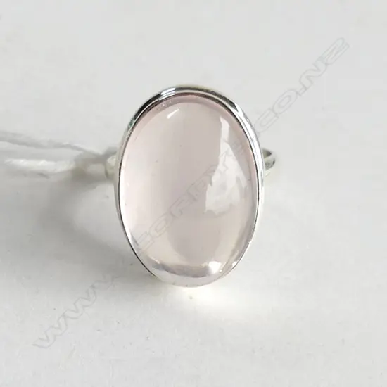 SILVER SET ROSE QUARZT RING SIZE R