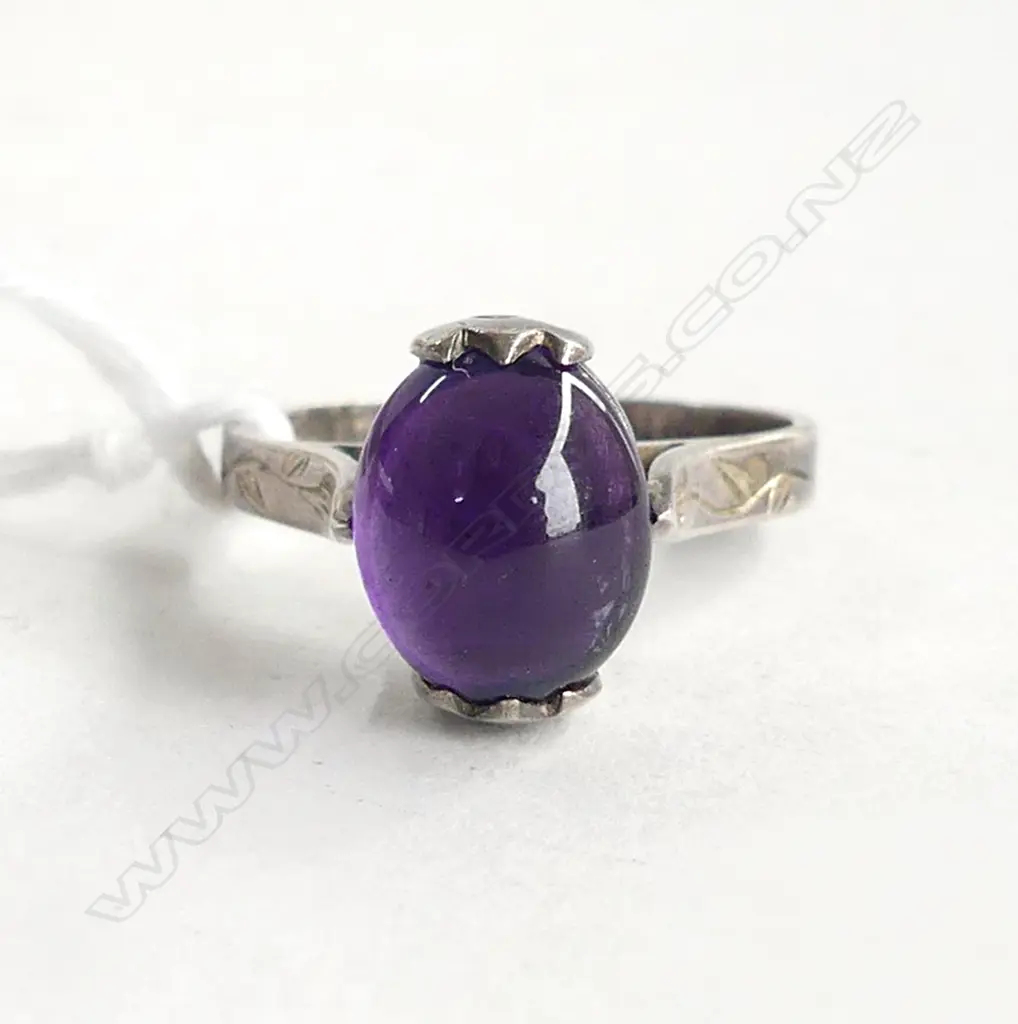 STG SILVER AMETHYST RING 2.9gms SIZE N Image 1++