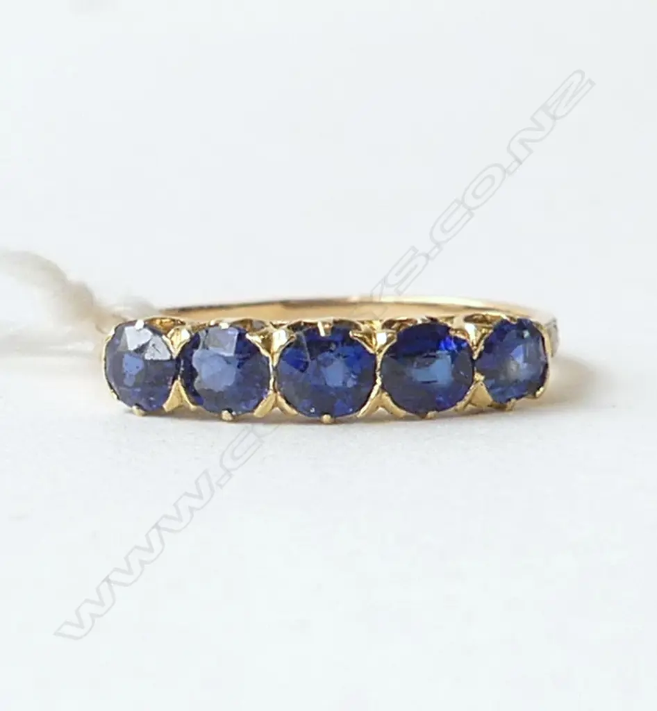 18ct SAPPHIRE & DIAMOND BRIDGE RING 1.7gm size N Image 1++