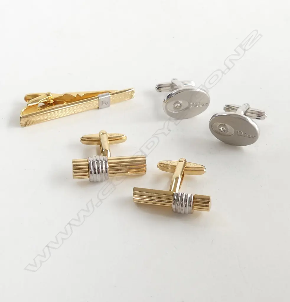 PR CHRISTIAN DIOR CUFFLINKS & TIE PIN & ANOTHER PR CUFFLINKS all stamped GERMANY Image 1++