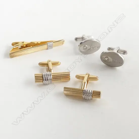 PR CHRISTIAN DIOR CUFFLINKS & TIE PIN & ANOTHER PR CUFFLINKS all stamped GERMANY