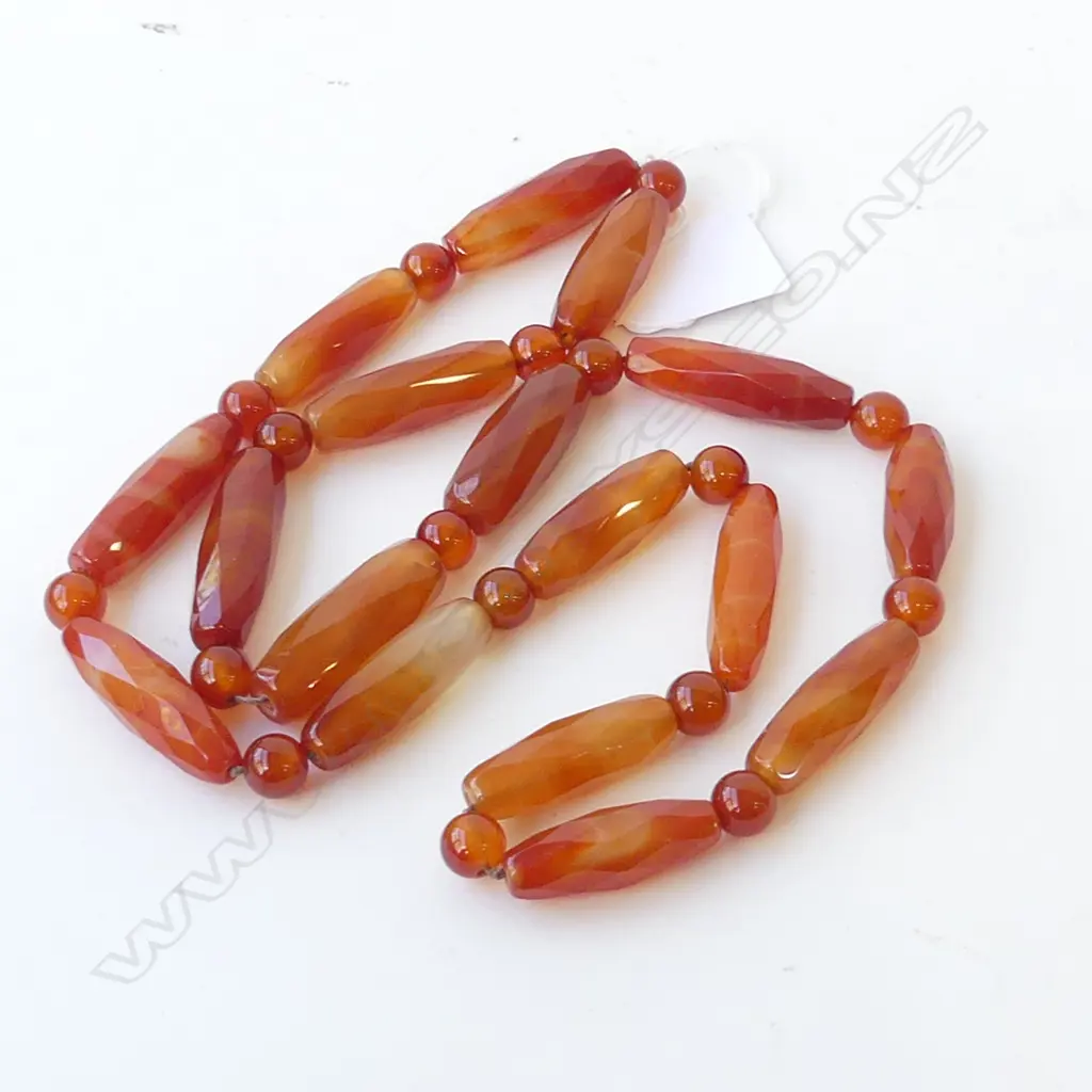QUALITY LONG FACETED CARNELIAN AGATE NECKLACE 80CM Image 1++