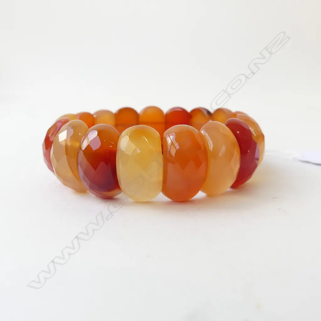 CARNELIAN AGATE BRACELET FACETED SHAPED STONES EXPANDABLE Image 1++