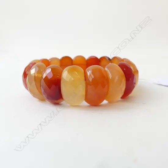 CARNELIAN AGATE BRACELET FACETED SHAPED STONES EXPANDABLE