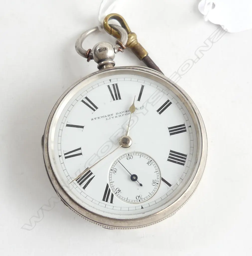 S/SILVER OPEN FACE POCKET WATCH & KEY Image 1++