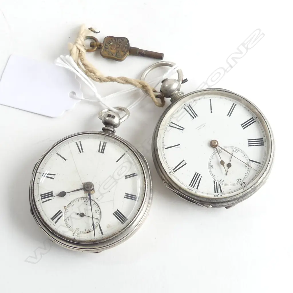 2 S/SILVER OPEN FACED POCKET WATCHES FAULTS Image 1++
