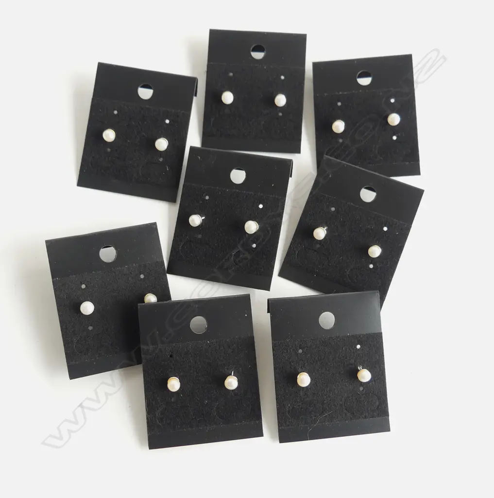 8 pairs SILVER & PEARL EARRINGS  Image 1++