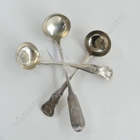 Three Scottish silver sauce ladles: a pair George IV, King's pattern single struck, Glasgow 1821; and a single Victorian