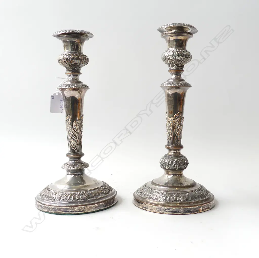 PR OLD SHEFFIELD PLATE CANDLESTICKS H.300mm Image 1++