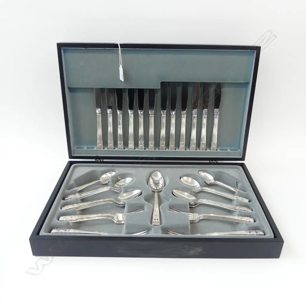 44PC COMMUNITY PLATE HAMPTON COURT 6 PLACE SILVER PLATED CUTLERY SET IN CANTEEN: 6 DINNER KNIVES, 6 DINNER FORKS, 6 LUNC Image 1++